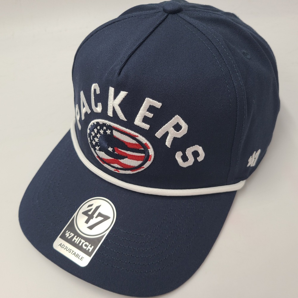 Green Bay Packers Hat Snapback 47 Brand Hitch Blue White NFL Rope American Flag
